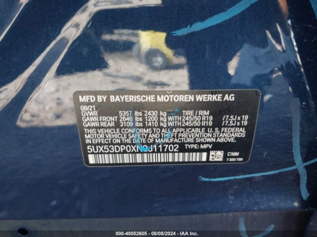 5UX53DP0XN9J11702 BMW X3 Xdrive30i