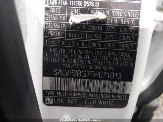 SALVP2BG7FH071013 Land Rover Range Rover Evoque Pure