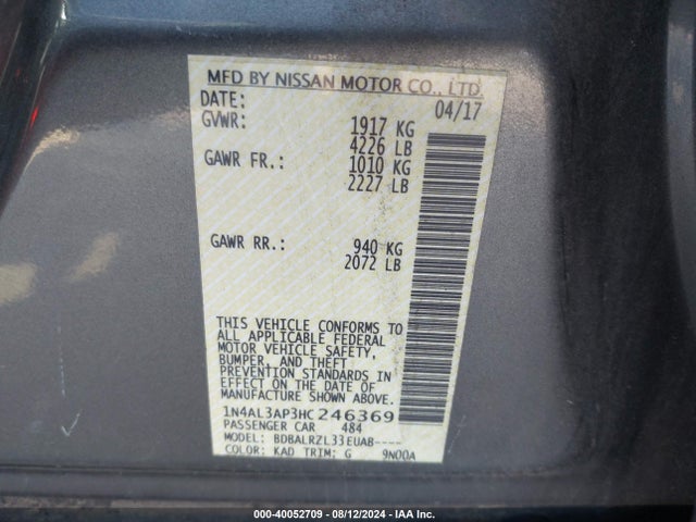 1N4AL3AP3HC246369 Nissan Altima 2.5 Sl
