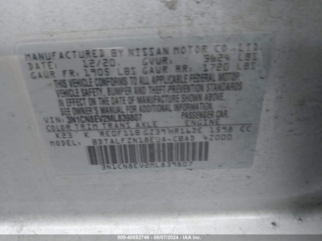 Nissan Versa Sv Xtronic Cvt 2021 3N1CN8EV2ML839807 Image 9