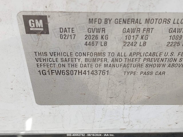 Chevrolet BOLT EV LT 2017 1G1FW6S07H4143761 Image 9