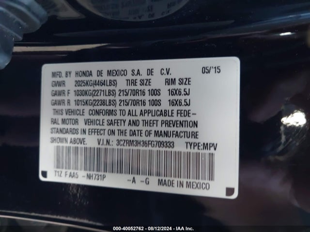 Honda CR-V LX 2015 3CZRM3H36FG709333 Image 9