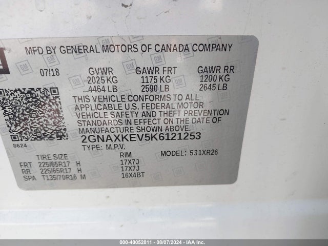 Chevrolet EQUINOX LT 2019 2GNAXKEV5K6121253 Image 9
