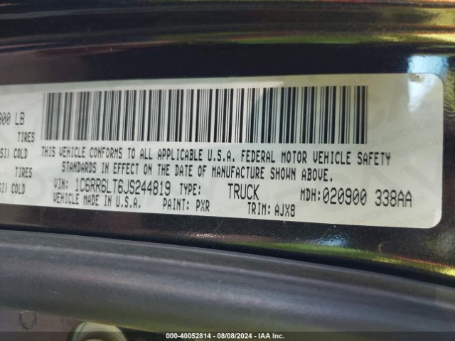 1C6RR6LT6JS244819 RAM 1500 Lone Star Silver  4x2 5'7 Box