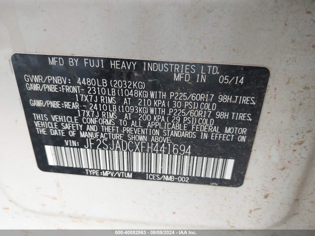 Subaru Forester 2.5i Premium 2015 JF2SJADCXFH441694 Image 9