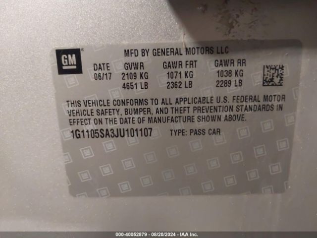 1G1105SA3JU101107 Chevrolet IMPALA 1LT