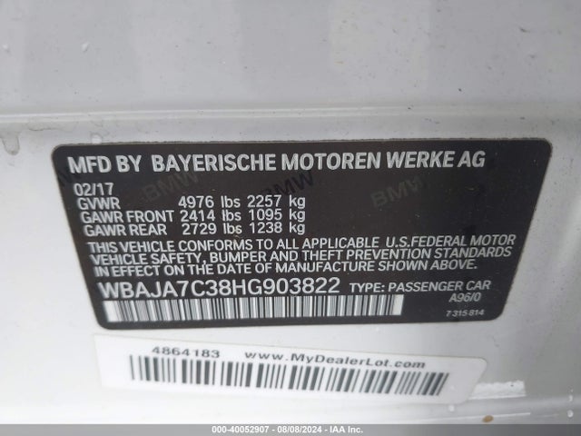 WBAJA7C38HG903822 BMW 530i Xdrive