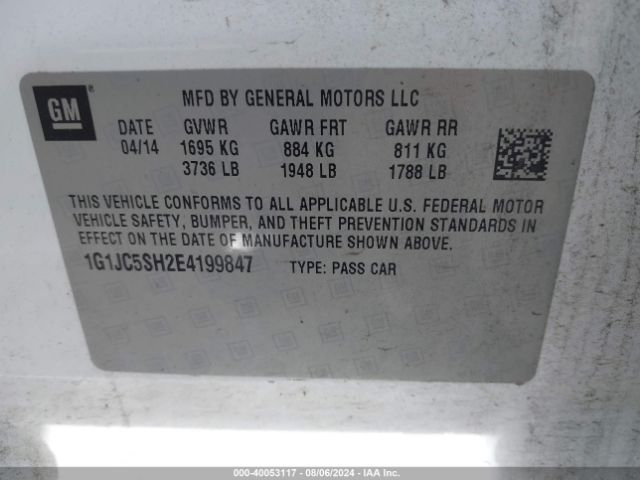 1G1JC5SH2E4199847 Chevrolet Sonic Lt Auto