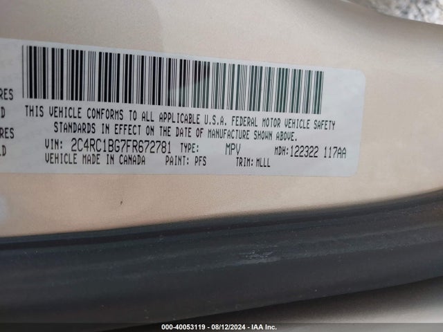 2C4RC1BG7FR672781 Chrysler Town & Country Touring