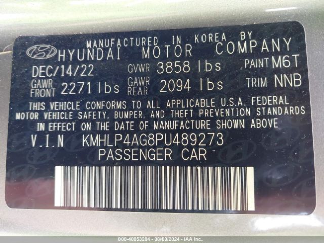 KMHLP4AG8PU489273 Hyundai Elantra Limited
