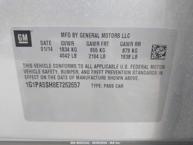1G1PA5SH8E7262657 Chevrolet CRUZE LS