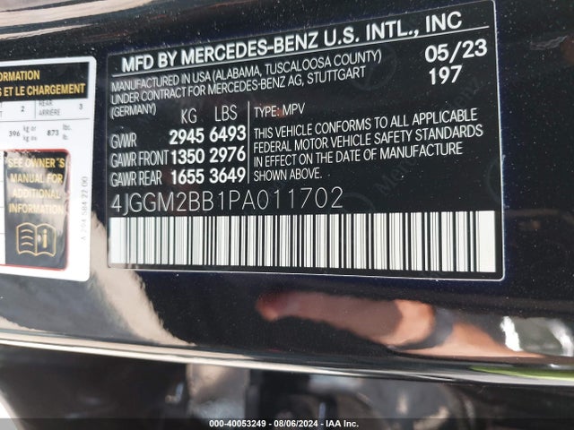 4JGGM2BB1PA011702 Mercedes-Benz Eqe 350+ Suv