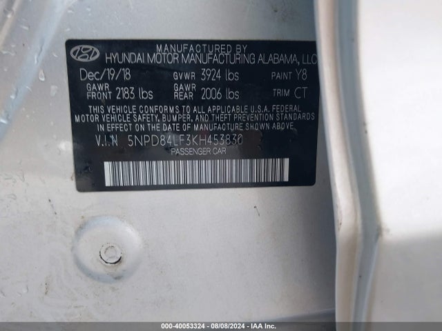 Hyundai Elantra Value Edition 2019 5NPD84LF3KH453830 Image 9