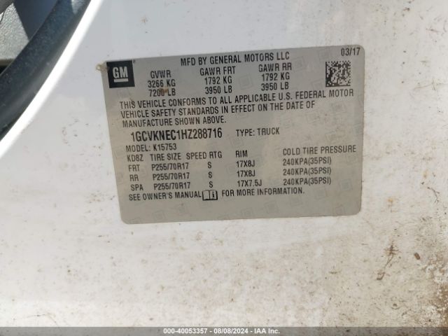 1GCVKNEC1HZ288716 Chevrolet Silverado 1500 Wt
