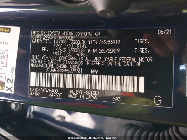 JTJAM7BX9M5299781 Lexus 460 Premium