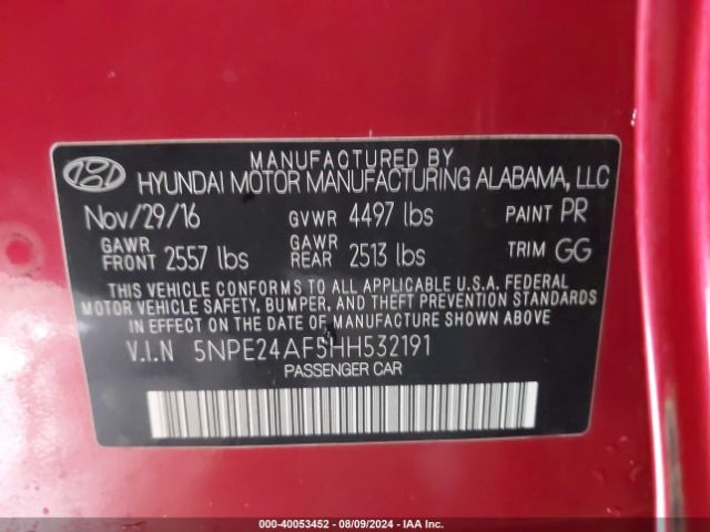 5NPE24AF5HH532191 Hyundai Sonata