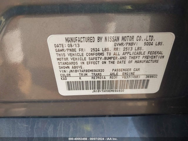 JN1BV7AR9EM694920 Infiniti Q50 Premium