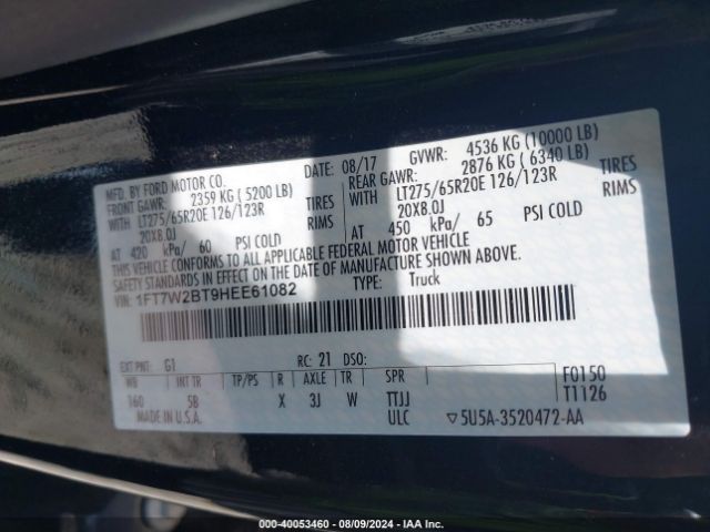 1FT7W2BT9HEE61082 Ford F-250 Lariat