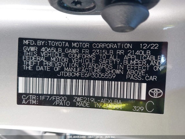 Toyota Corolla Hybrid Le 2023 JTDBCMFE6P3005559 Image 9