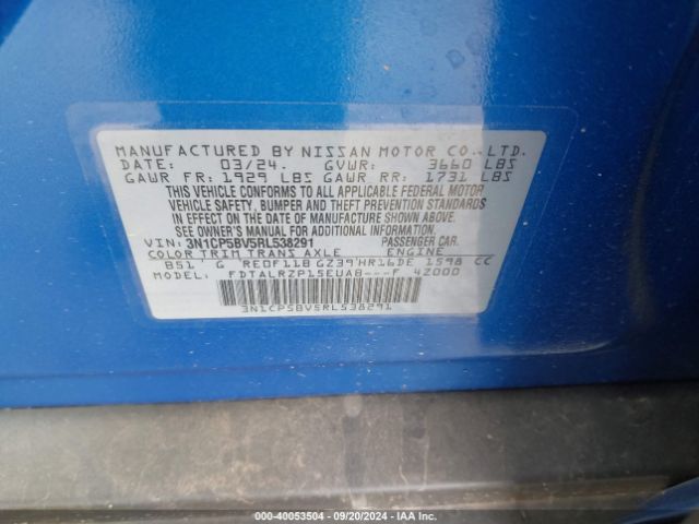3N1CP5BV5RL538291 Nissan KICKS S