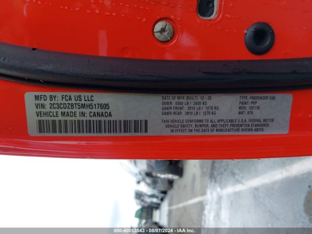 2C3CDZBT5MH517605 Dodge Challenger R/t