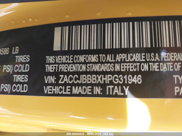 ZACCJBBBXHPG31946 Jeep Renegade Altitude 4x4