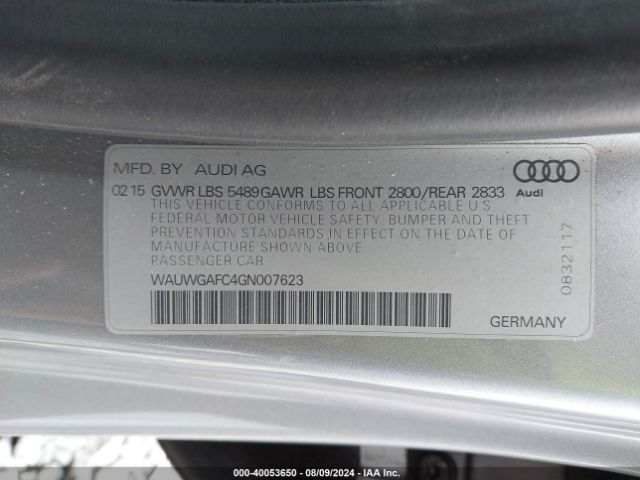 WAUWGAFC4GN007623 Audi A7 3.0t Premium Plus
