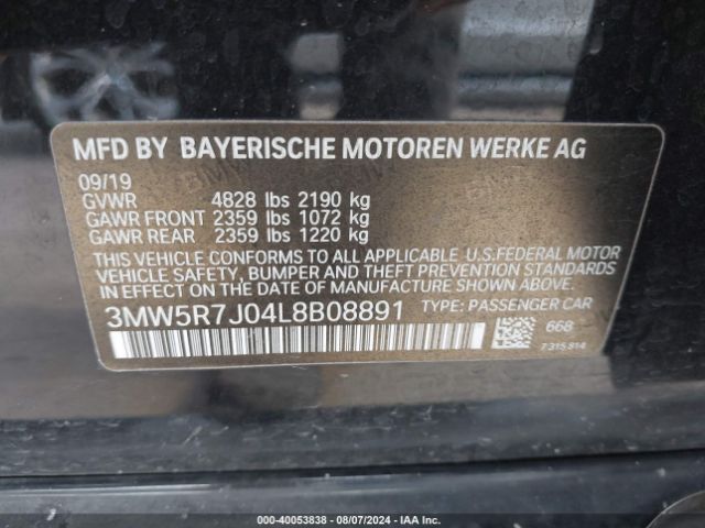 3MW5R7J04L8B08891 BMW 330i Xdrive