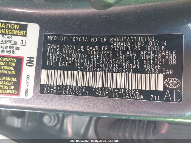 Toyota Corolla S Plus 2014 2T1BURHE7EC105620 Image 9