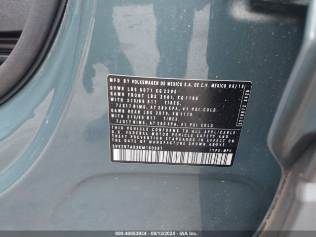 3VV2B7AX3KM160981 Volkswagen Tiguan 2.0t Se/2.0t Sel/2.0t Sel R-line/2.0t Sel R-line Black
