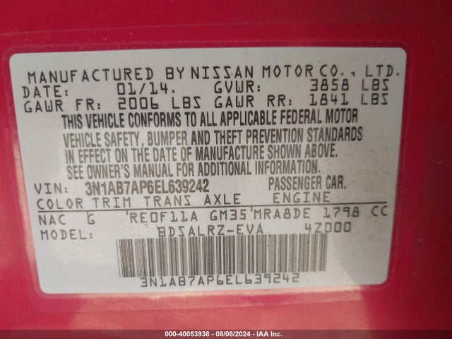 Nissan SENTRA SR 2014 3N1AB7AP6EL639242 Image 9