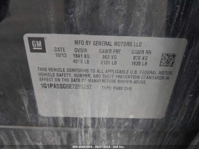 1G1PA5SG6E7205252 Chevrolet CRUZE LS