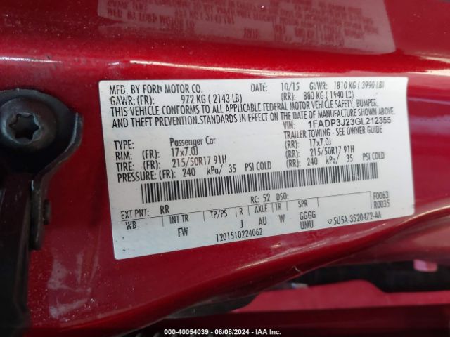 1FADP3J23GL212355 Ford Focus Titanium