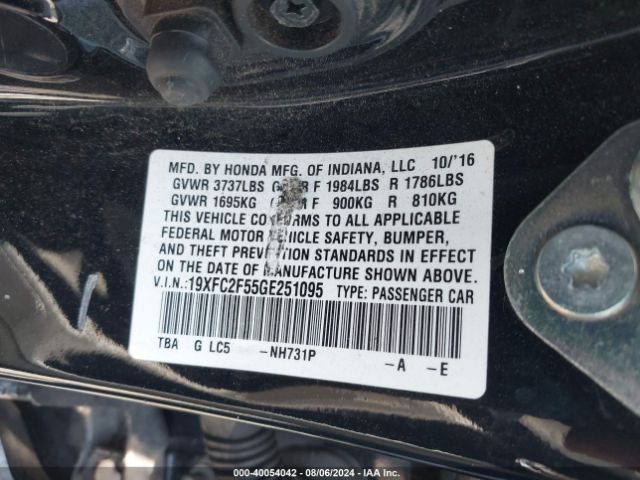 19XFC2F55GE251095 Honda Civic Lx