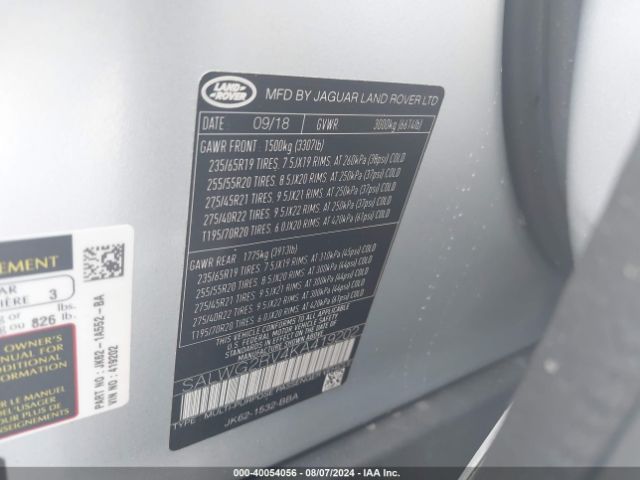 SALWG2RV4KA419202 Land Rover Range Rover Sport Se