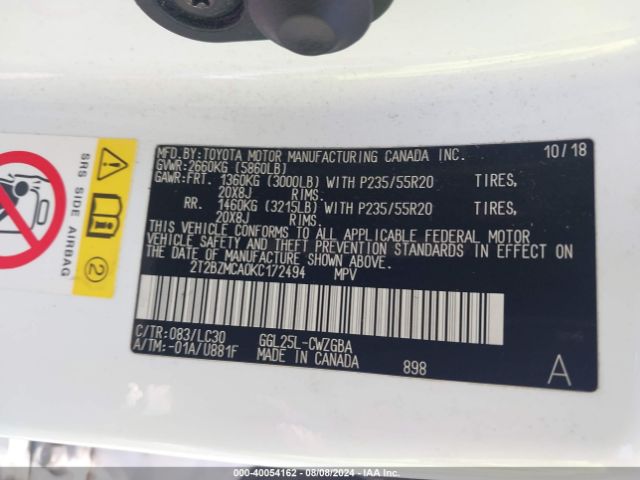 2T2BZMCA0KC172494 Lexus Rx 350 F Sport