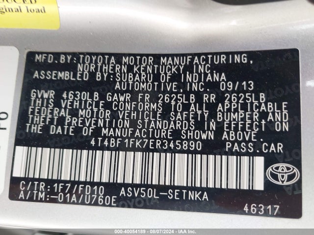 Toyota CAMRY LE 2014 4T4BF1FK7ER345890 Image 9