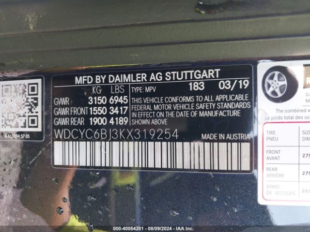 2019 MERCEDES-BENZ G WDCYC6BJ3KX319254 Photo 8