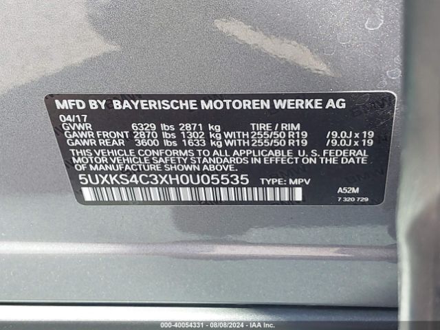 5UXKS4C3XH0U05535 BMW X5 Xdrive35d