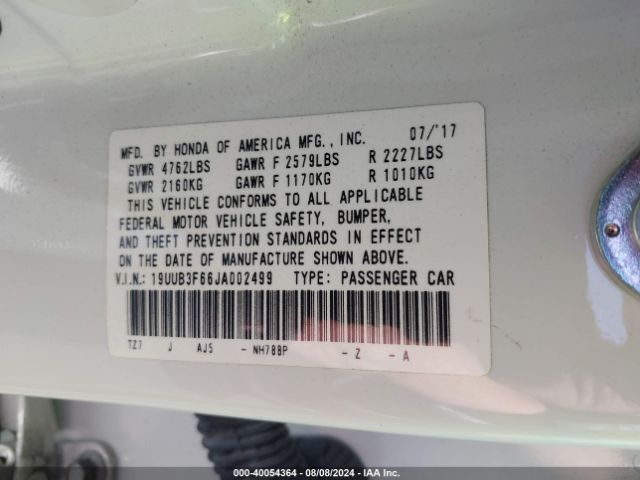 19UUB3F66JA002499 Acura Tlx Tech   A-spec Pkgs
