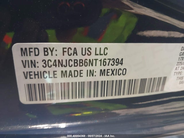 3C4NJCBB6NT167394 Jeep Compass Latitude Fwd