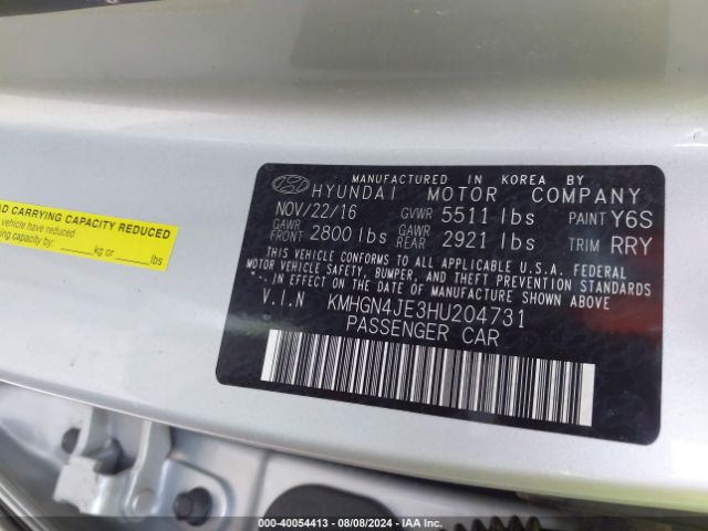 KMHGN4JE3HU204731 Genesis G80 3.8