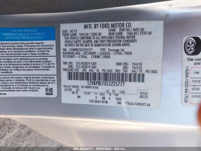 1ZVBP8CFXE5225777 Ford Mustang Gt Premium
