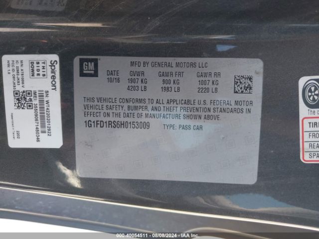 1G1FD1RS6H0153009 Chevrolet CAMARO LT