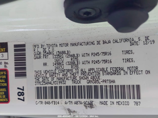 Toyota Tacoma Sr V6 2020 3TMCZ5AN4LM319932 Image 9