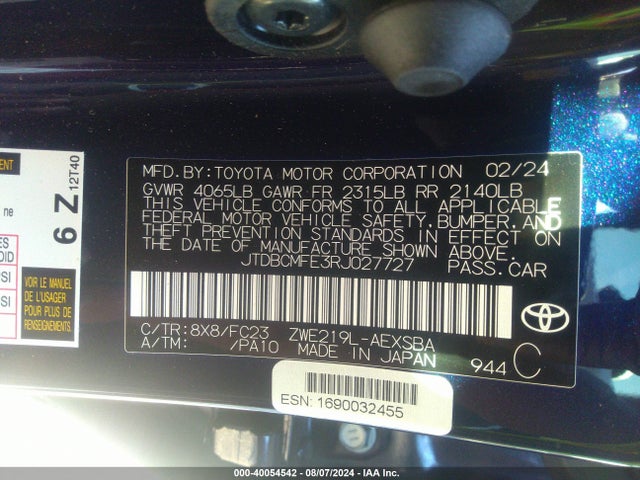 Toyota Corolla Hybrid Se 2024 JTDBCMFE3RJ027727 Image 9