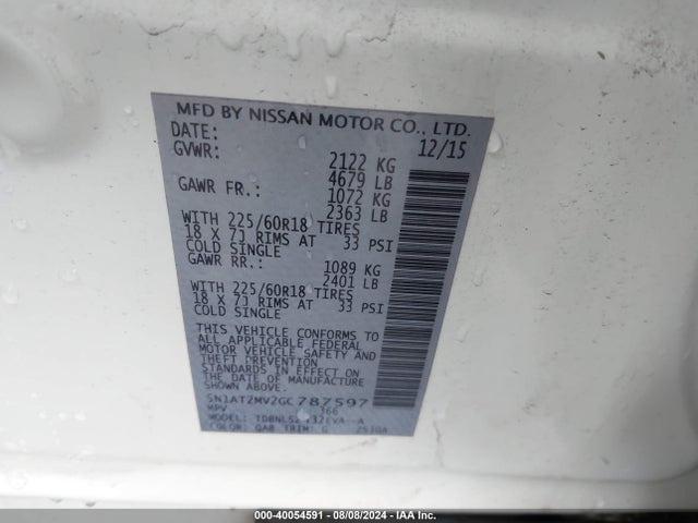 Nissan Rogue Sl 2016 5N1AT2MV2GC787597 Image 9