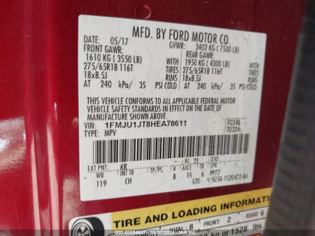 1FMJU1JT8HEA78611 Ford Expedition Xlt