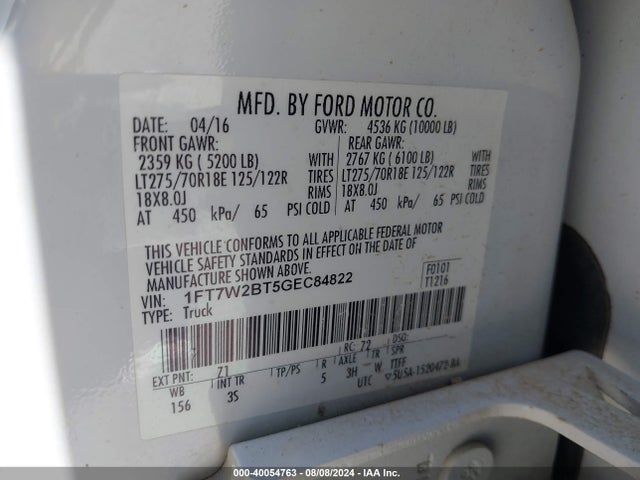 Ford F-250 Xlt 2016 1FT7W2BT5GEC84822 Image 9