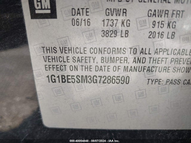 Chevrolet Cruze Lt Auto 2016 1G1BE5SM3G7286590 Image 9